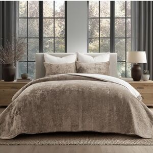 EverGrace Velvet Quilt Set Queen Size, Luxurious Soft Quilted Bedding Sets, Ligh